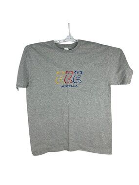 Australian Brand Gray Graphic Tee Mens L Embroidered Koala Design Shirt